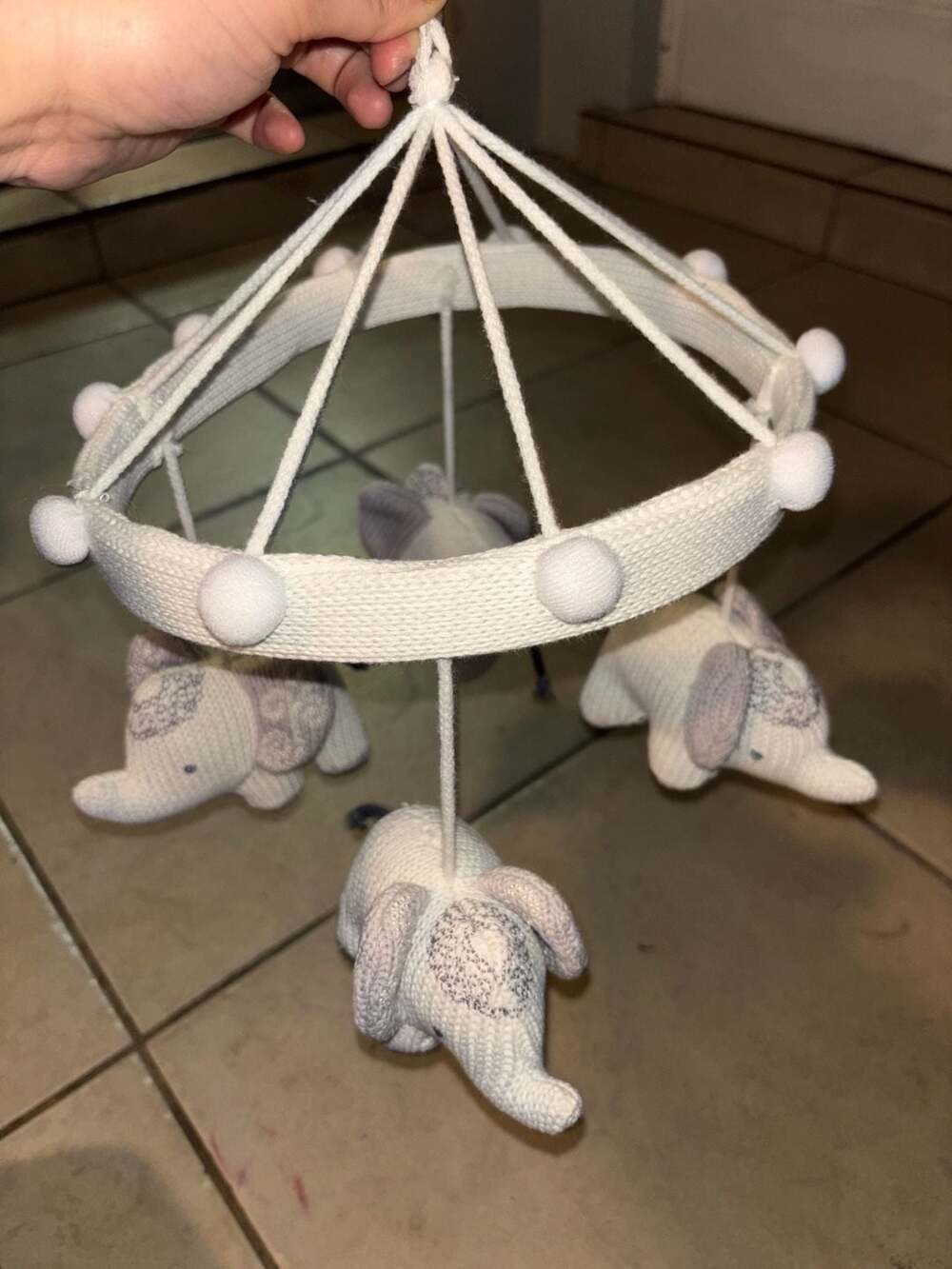 Levtex Baby Crib Mobile, Knit Elephants